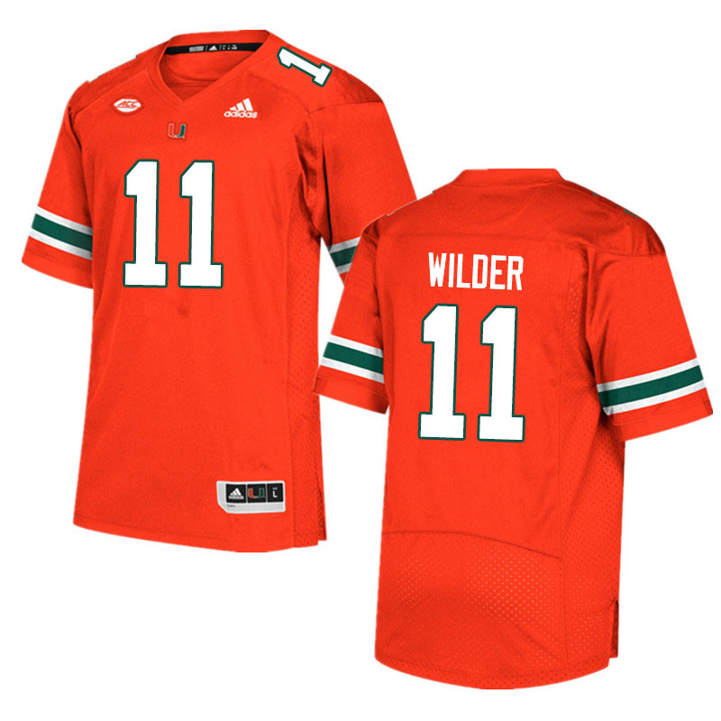 Adidas Miami Hurricanes #11 De'Andre Wilder College Football Jerseys Sale-Orange